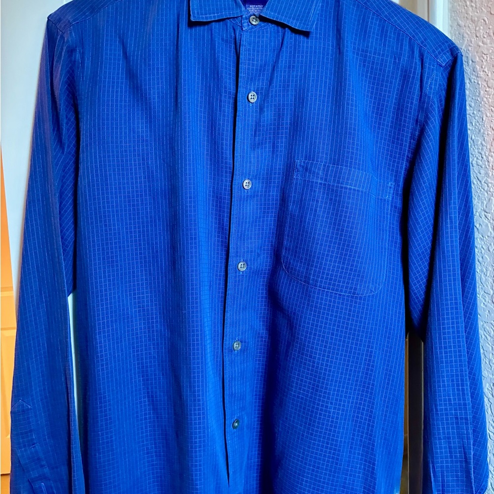 Ralph Lauren Purple Label Men's Blue Grid Pattern Button-down Shirt